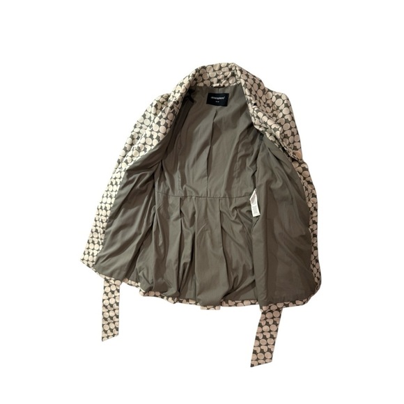 Atmosphere Trench Coat Polka Dot Heart Print Belted Jacket Gray Cream US Size 6 - Picture 5 of 14